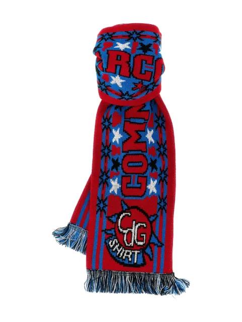 intarsia-knit fringed scarf by COMME DES GARCONS