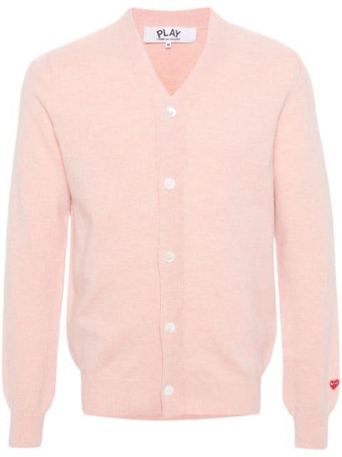 logo-appliqué wool cardigan by COMME DES GARCONS