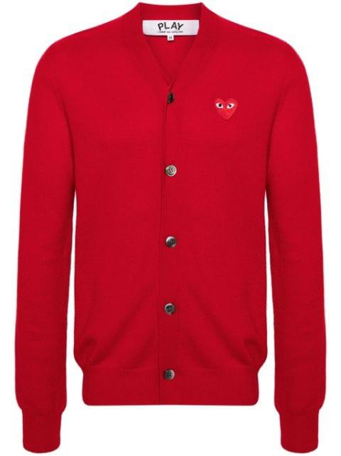 logo-appliqué wool cardigan by COMME DES GARCONS