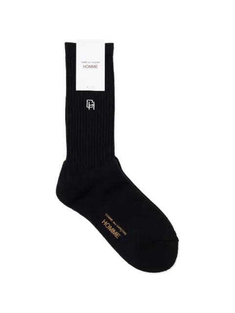 logo-embroidered ribbed socks by COMME DES GARCONS