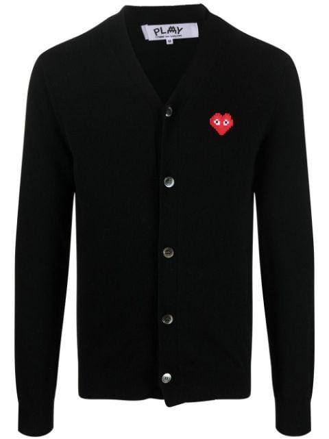 logo-patch fine-knit cardigan by COMME DES GARCONS