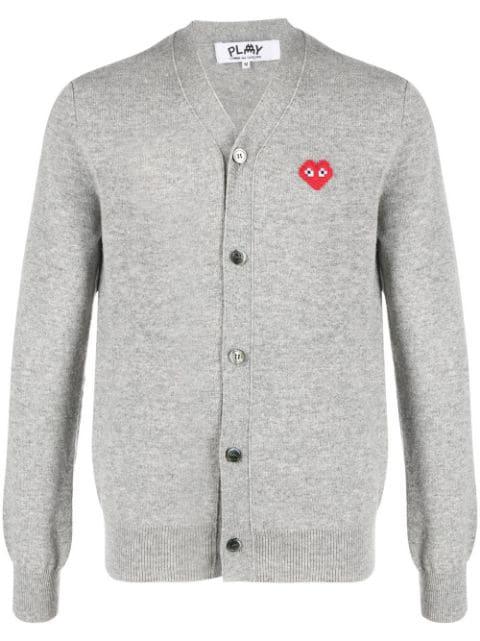 logo-patch fine-knit cardigan by COMME DES GARCONS