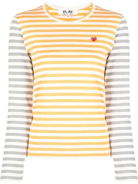 logo-patch striped T-shirt by COMME DES GARCONS