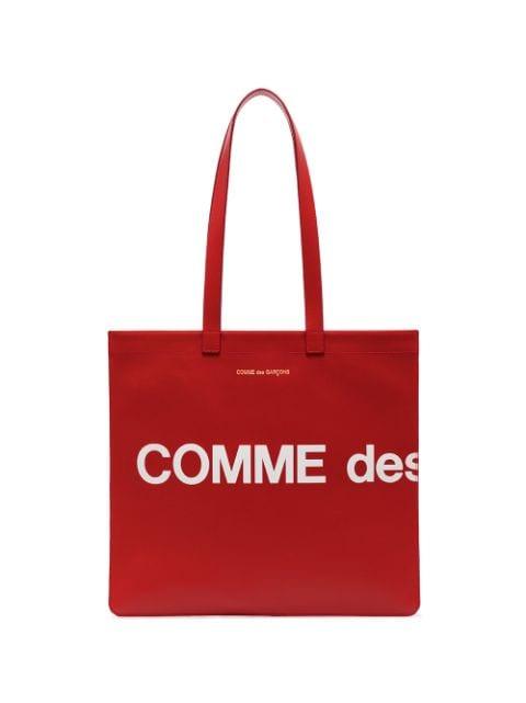 logo-print leather tote bag by COMME DES GARCONS
