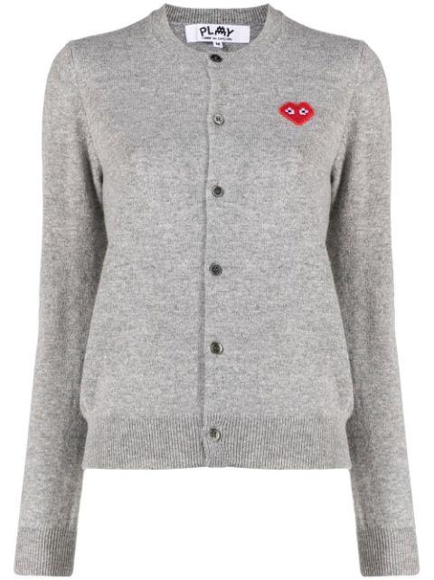 logo-print wool cardigan by COMME DES GARCONS