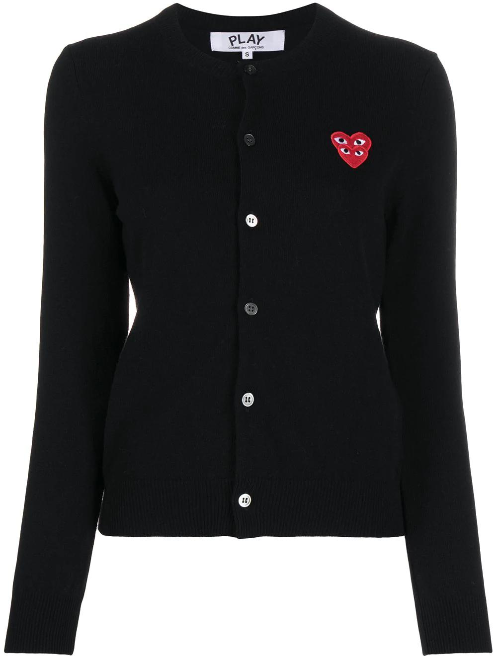 overlapping heart wool cardigan by COMME DES GARCONS