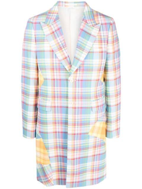 plaid patchwork single-breasted coat by COMME DES GARCONS