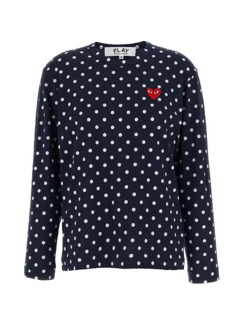 polka dot print heart patch T-shirt by COMME DES GARCONS