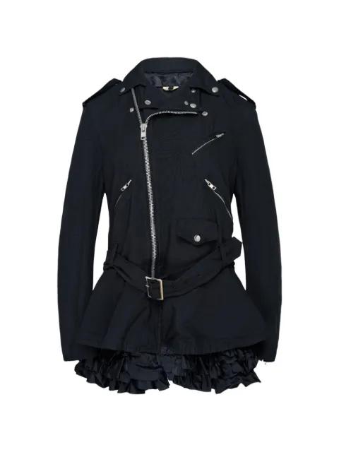 ruffled belted biker jacket by COMME DES GARCONS