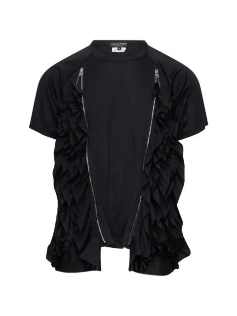 ruffled-panel zip-detail T-shirt by COMME DES GARCONS