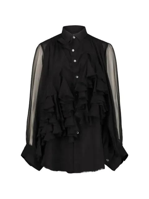 ruffled sheer-panel shirt by COMME DES GARCONS