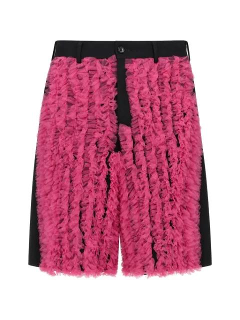 ruffled tulle-panelled bermuda shorts by COMME DES GARCONS