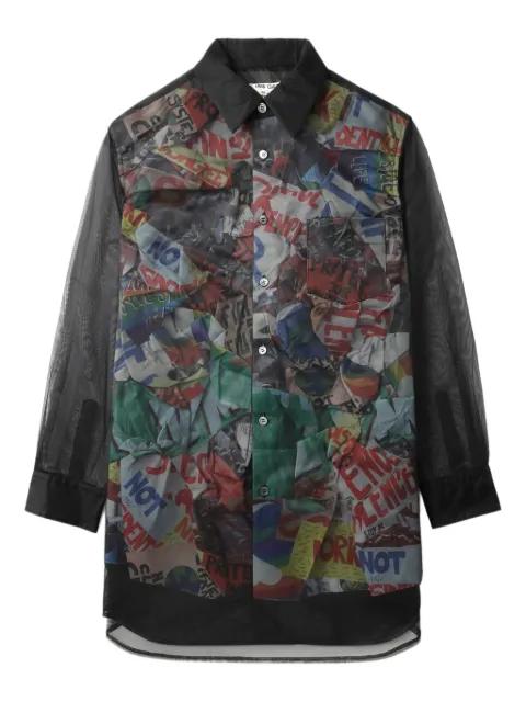 sheer-panel printed shirt by COMME DES GARCONS