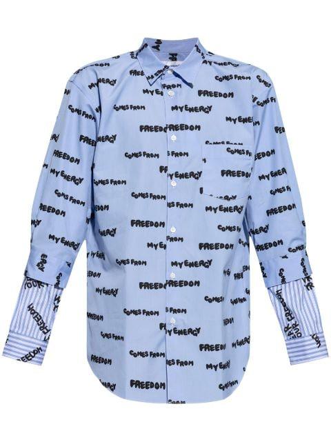 slogan-print hirt by COMME DES GARCONS