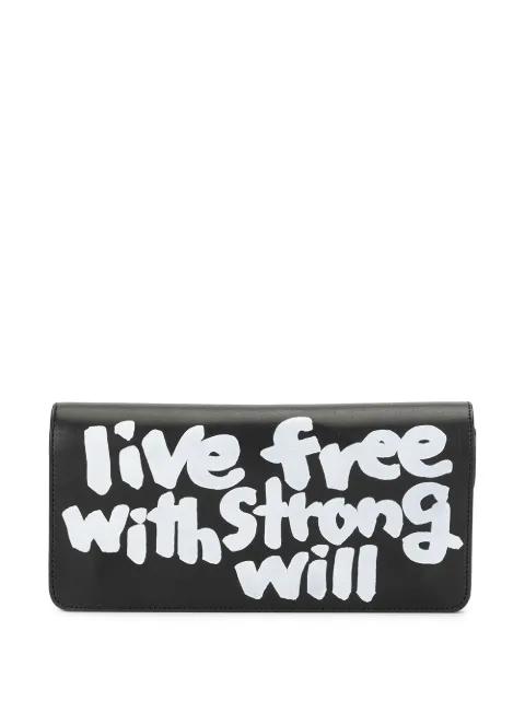 slogan-print leather wallet by COMME DES GARCONS