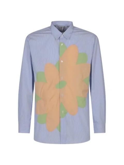 stripe-pattern floral-print shirt by COMME DES GARCONS