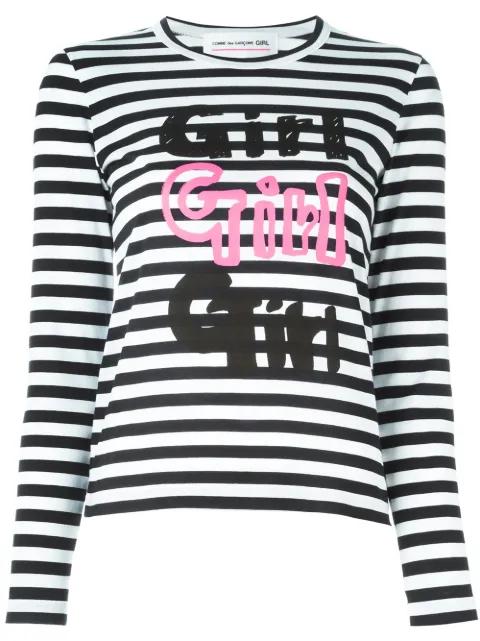 striped 'Girl' print T-shirt by COMME DES GARCONS