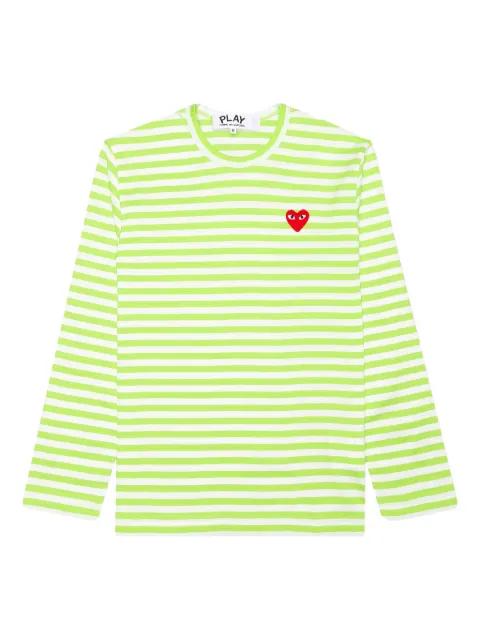 striped heart-logo long-sleeve T-shirt by COMME DES GARCONS
