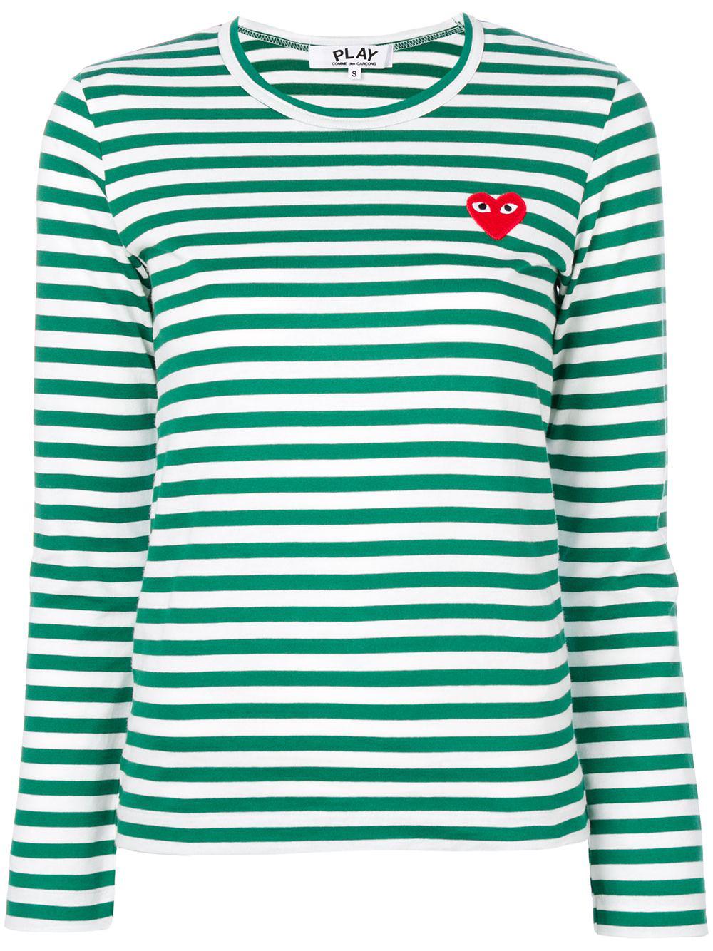 striped logo-patch T-shirt by COMME DES GARCONS