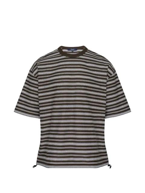 striped-pattern drawstring-hem T-shirt by COMME DES GARCONS