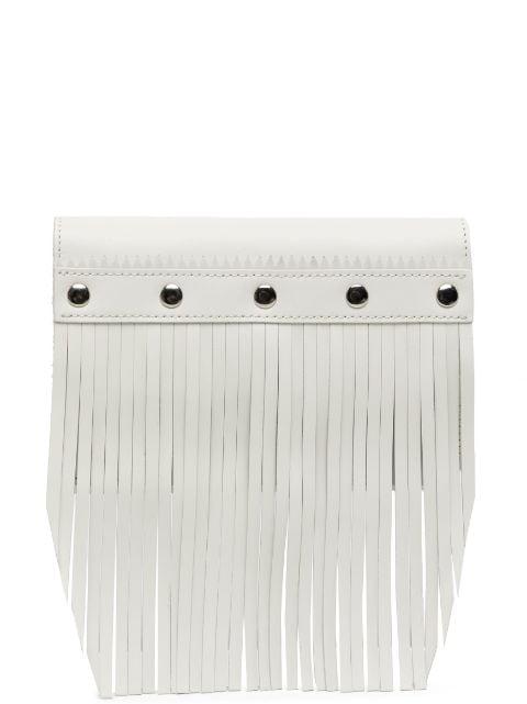 stud-embellished fringed leather wallet by COMME DES GARCONS