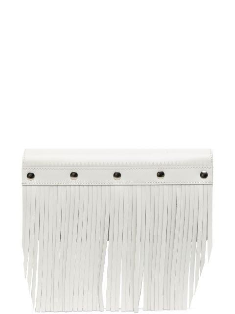 stud-embellished fringed leather wallet by COMME DES GARCONS