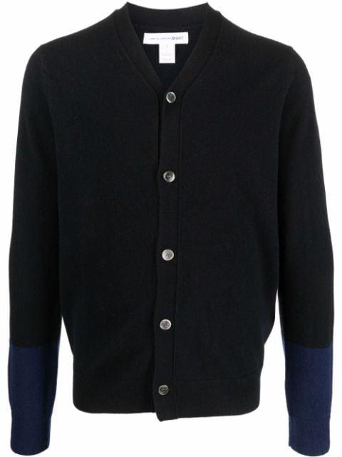 two-tone wool cardigan by COMME DES GARCONS