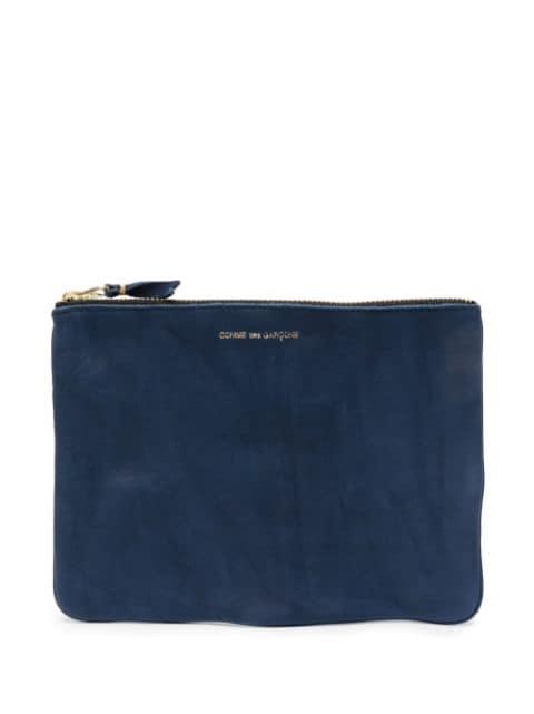 washed zip-up leather pouch by COMME DES GARCONS