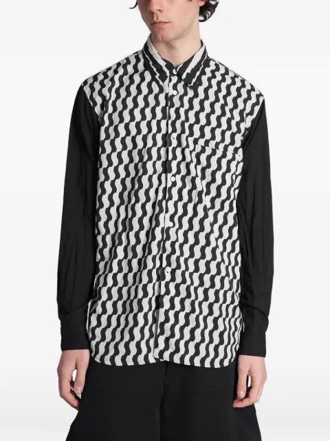 wave-print panelled shirt by COMME DES GARCONS