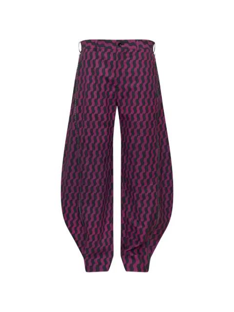 wave-print zip-detail loose fit jeans by COMME DES GARCONS