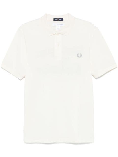 x Fred Perry slogan-print polo shirt by COMME DES GARCONS