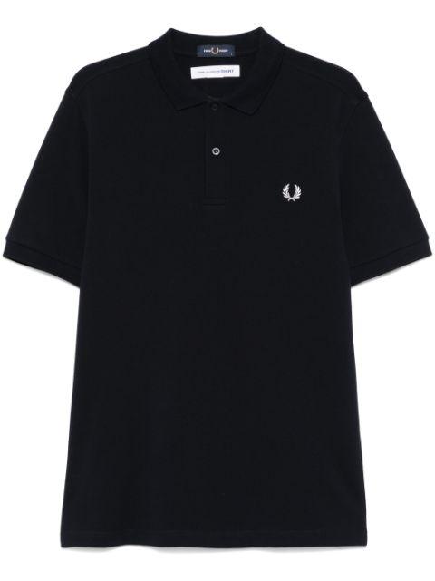 x Fred Perry slogan-print polo shirt by COMME DES GARCONS
