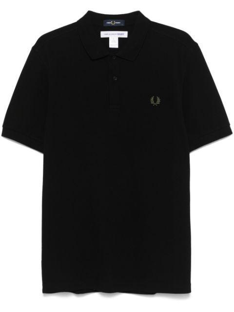 x Fred Perry slogan-print polo shirt by COMME DES GARCONS