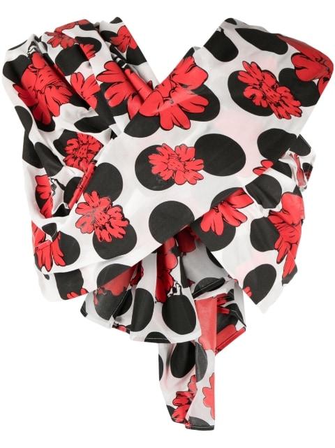 x Shun Sudo bow-detail gathered twisted blouse by COMME DES GARCONS