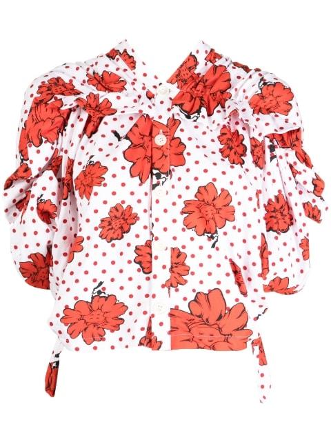 x Shun Sudo printed ruffle-detail shirt by COMME DES GARCONS