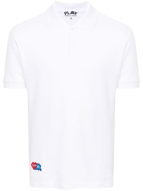 x the Artist Invader pixelated-appliqué polo shirt by COMME DES GARCONS