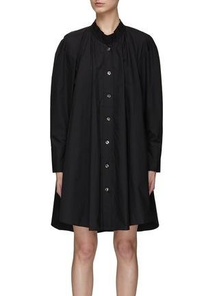 PUFF SLEEVE BELTED POPLIN SHIRT DRESS by COMME MOI