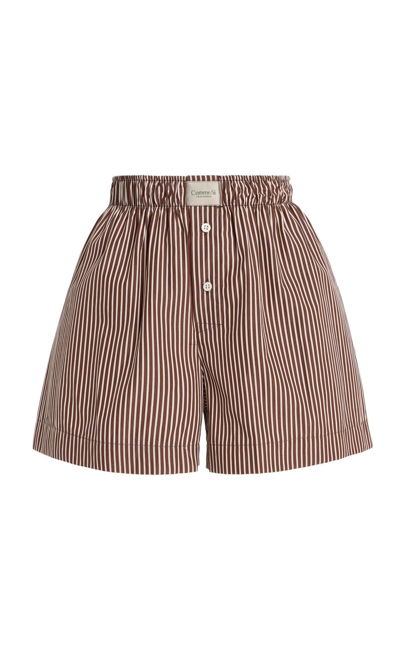 Comme Si La Classica Striped Cotton-Poplin Boxer Shorts - Moda Operandi by COMME SI