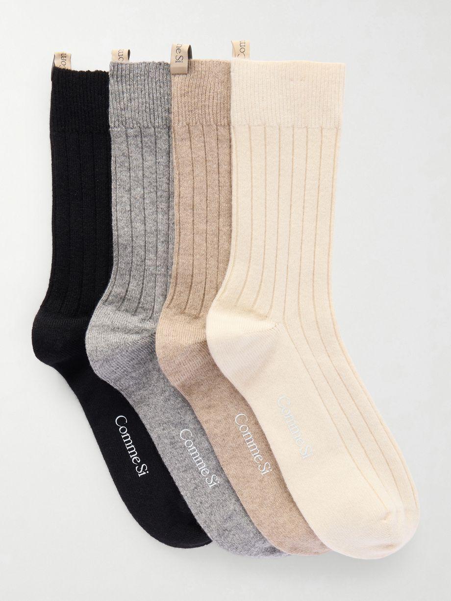 The Cashmere set of four ribbed cashmere-blend socks by COMME SI