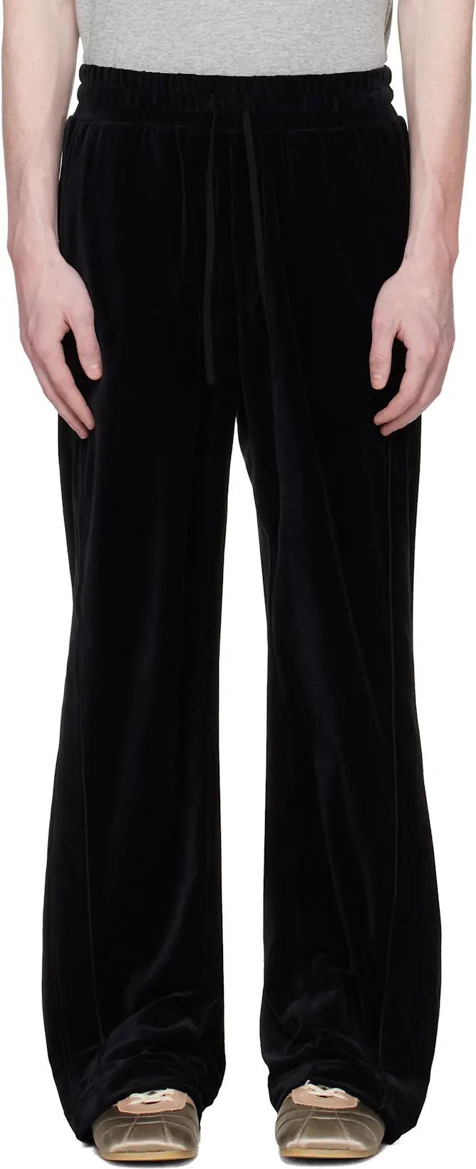 Black Shift Velvet Track Pants by COMMISSION