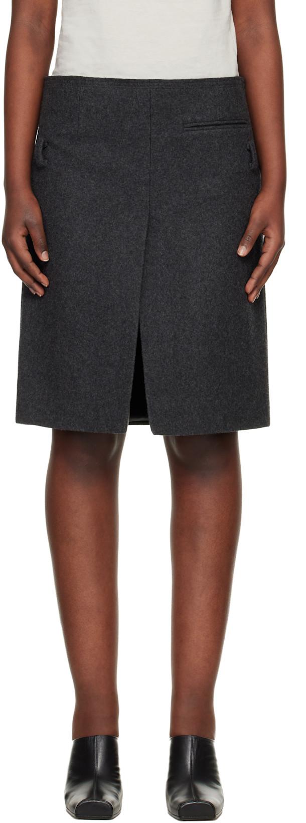 Gray Low Waist Suit Midi Skirt by COMMISSION