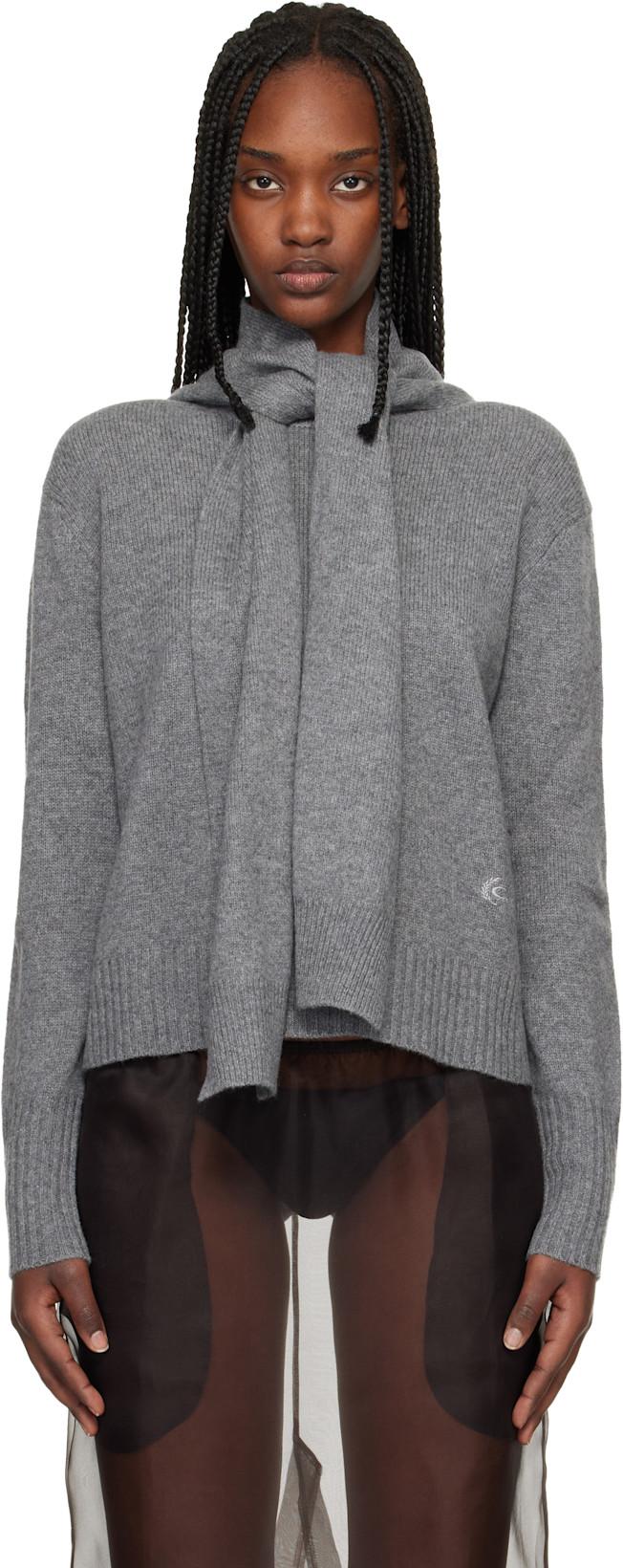 Gray Scarf Neck Sweater by COMMISSION