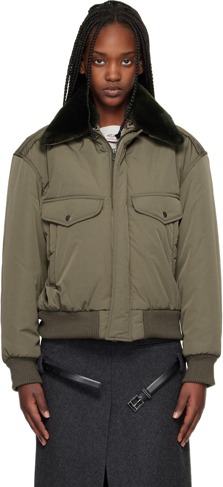 Khaki Midtown Nylon Bomber Jacket by COMMISSION