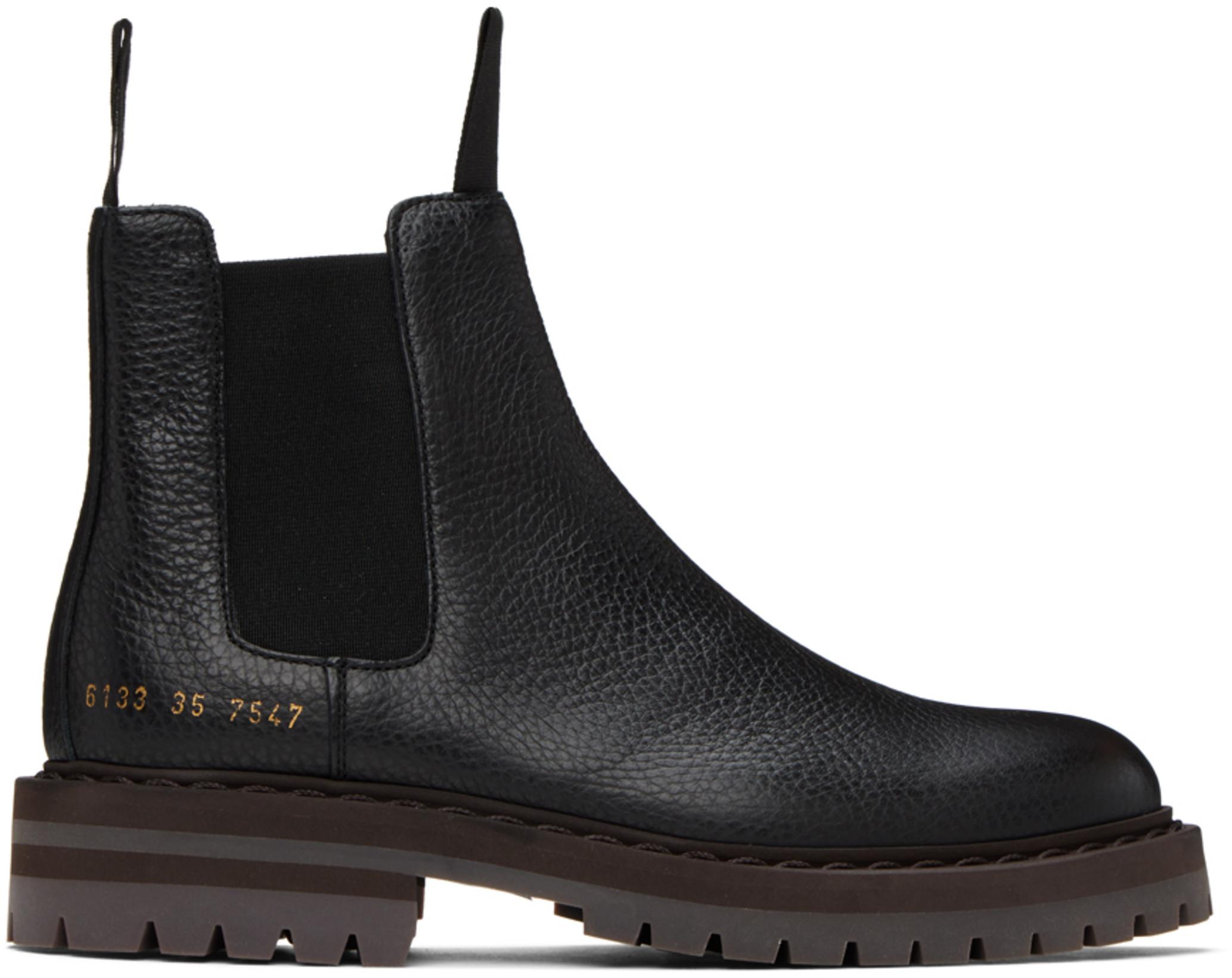Black Leather Chelsea Boots by COMMON PROJECTS