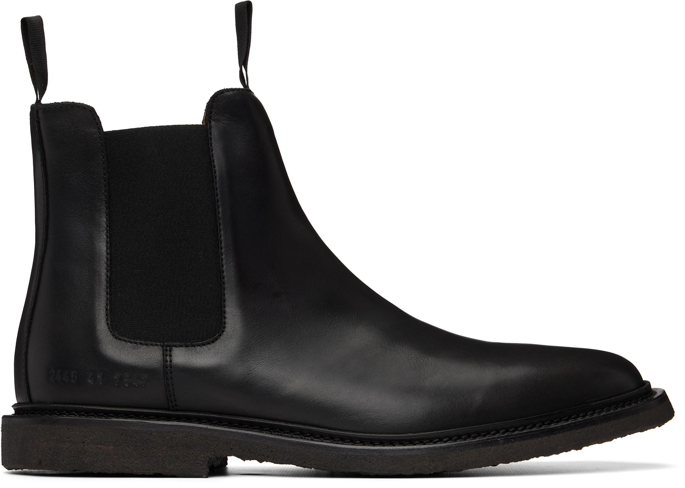Black Leather Chelsea Boots by COMMON PROJECTS