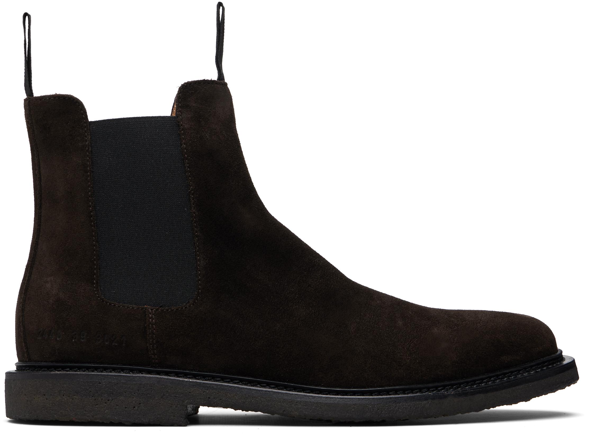 Brown Waxed Suede Chelsea Boots by COMMON PROJECTS