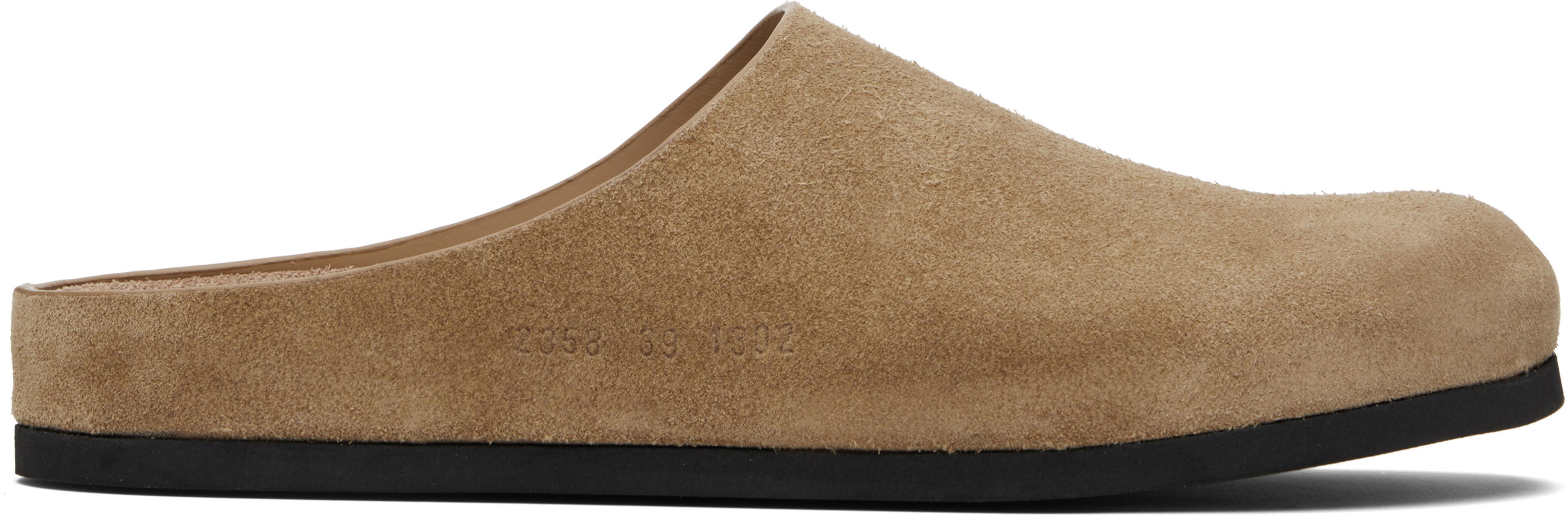 Tan Suede Clog Loafers by COMMON PROJECTS