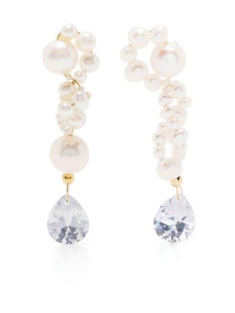 14kt gold-plated pearl drop earrings by COMPLETEDWORKS