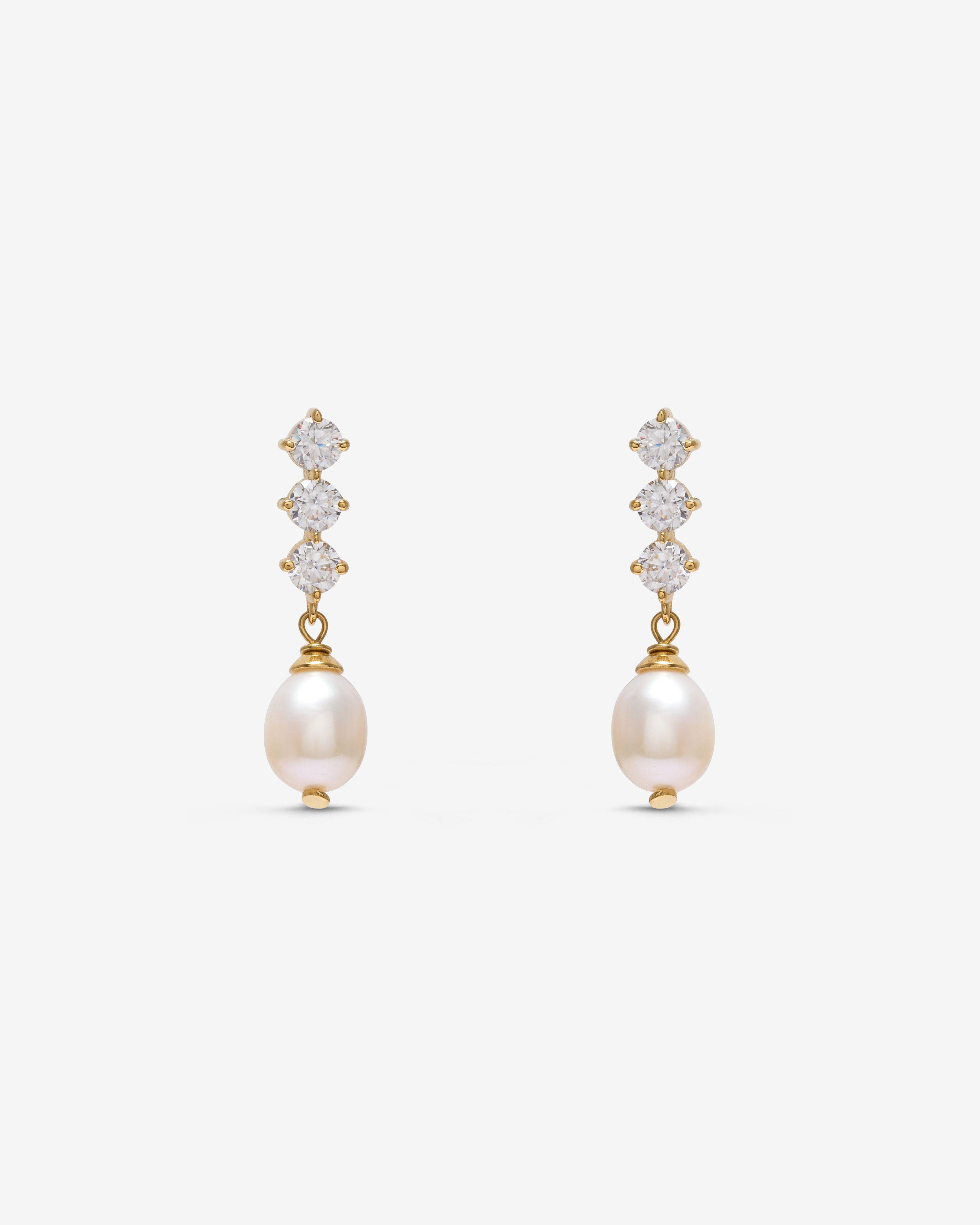Completed Works - Pearl And Zirconia Earrings - (Multi) by COMPLETEDWORKS