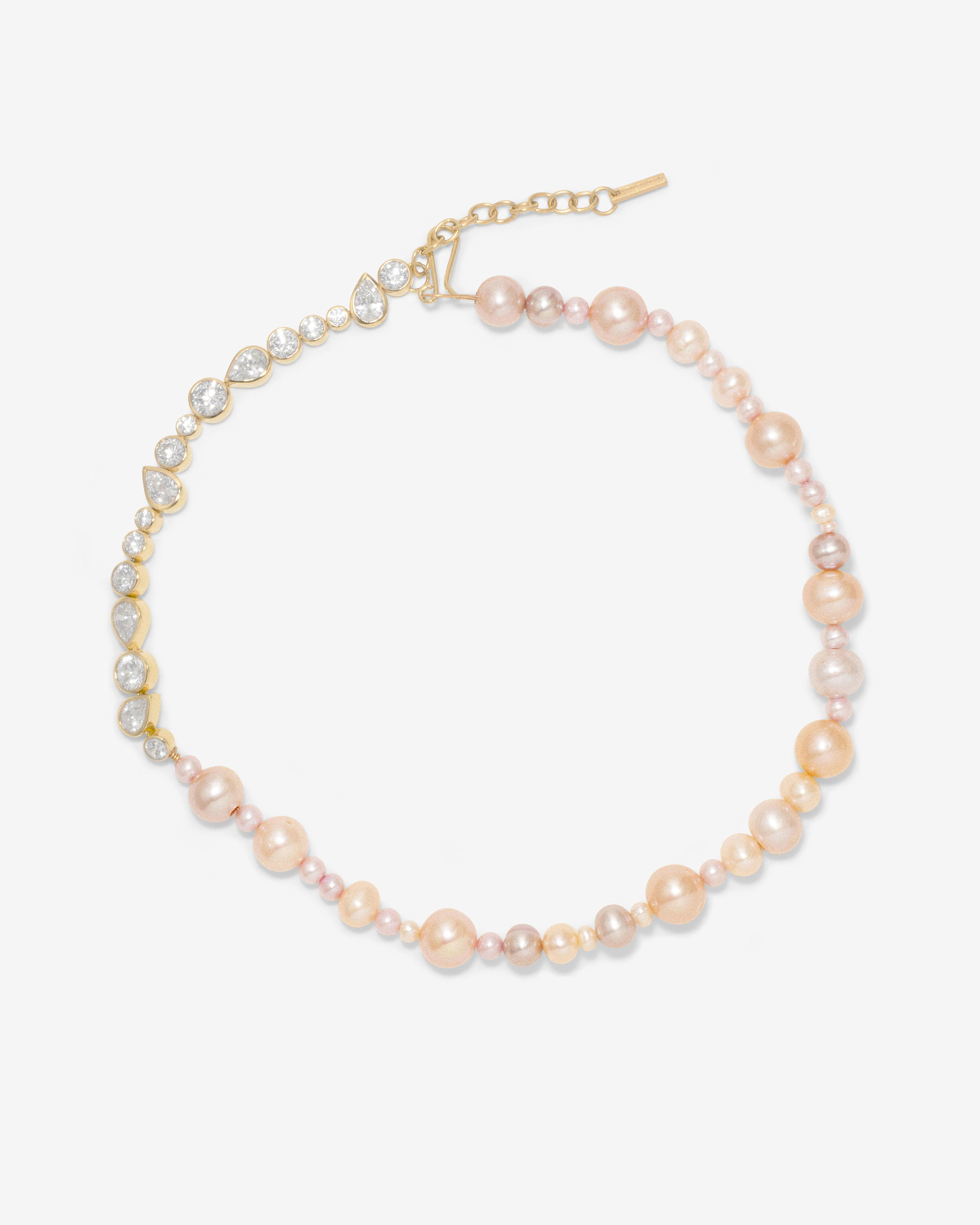 Completedworks - Glitch Pearl And Zirconia Necklace - (Yellow Gold) by COMPLETEDWORKS Completedworks - Glitch Pearl And Zirconia Necklace - (Yellow Gold) by COMPLETEDWORKS